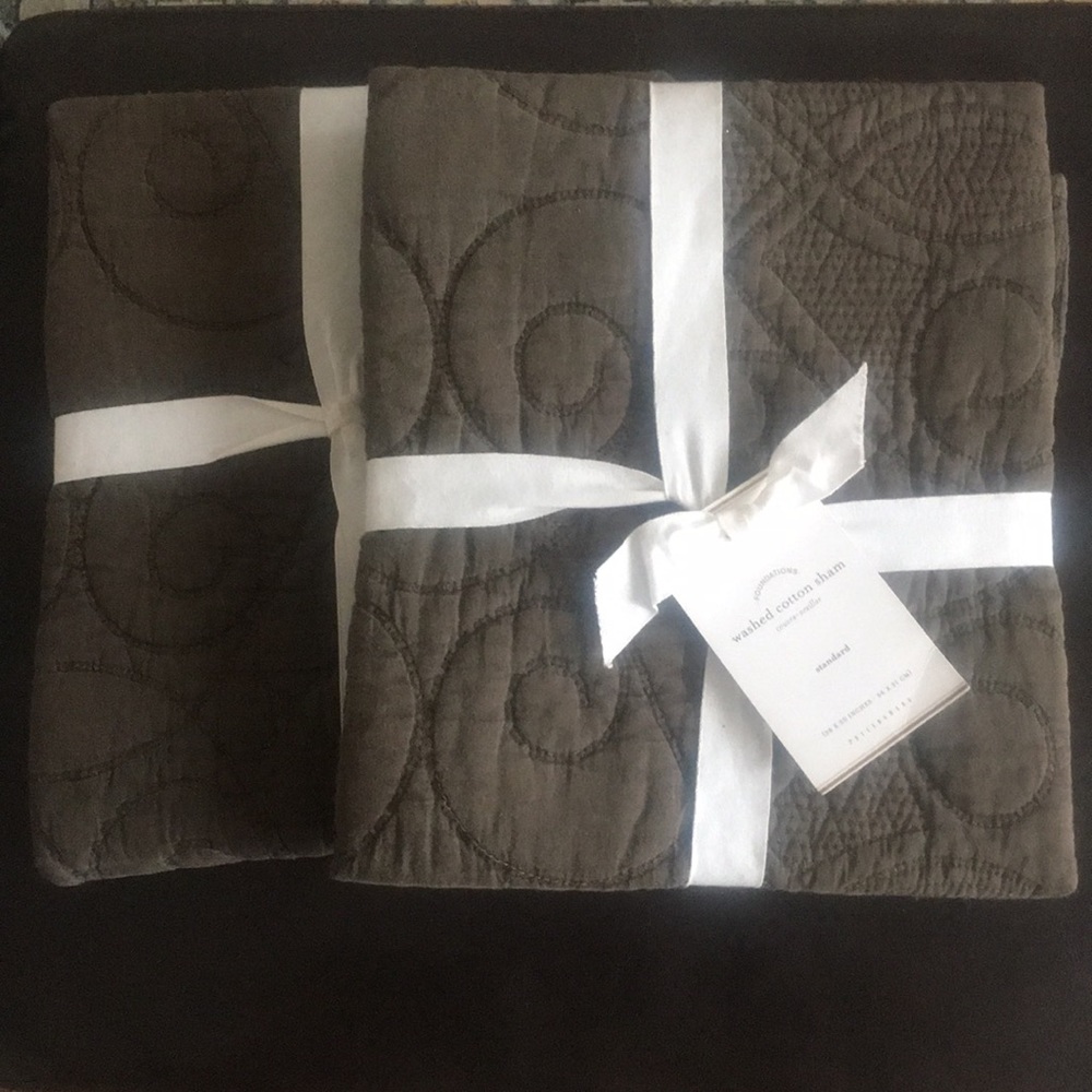 S/2 Pottery Barn washed cotton standard shams